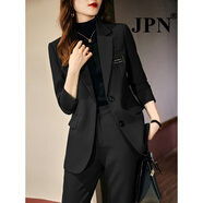 JPN 香港潮牌小西裝套裝女新款休閑氣質(zhì)職業(yè)長(cháng)袖西服外套顯瘦兩件套 黑色(西裝) M