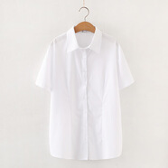 離拜大碼女職業(yè)襯衣 彈力顯瘦職裝女裝業(yè)正裝吸汗透氣大碼胖MM300斤 T襯衣白色短袖翻領(lǐng) 6XL