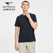 七匹狼（SEPTWOLVES）【易打理】短袖T恤男夏新款休閑舒適上衣男裝衣服 002(黑灰) L 175/96A