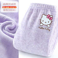 Hello Kitty兒童保暖褲棉女童秋褲寶寶棉褲秋冬暖暖褲內穿加厚加絨打底褲子 紫色【A類(lèi) 棉加絨】55536 110 適合105-115cm