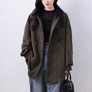 莎妮朵羅大碼女裝外套女保暖胖mm2025秋冬新長(cháng)款寬松顯瘦遮肚大衣女20493 軍綠色 L 建議110-140斤穿著(zhù)