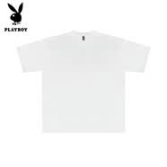 花花公子（PLAYBOY）【32支棉平紋】400g雙紗英倫雅痞男裝t恤小領口短袖白色內(nèi)搭打底t 白色 S 80-110斤