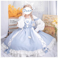 唐努烏（Tang Nu wu）洛麗塔學(xué)生可愛(ài)學(xué)院風(fēng)lolita連衣裙軟妹貓爪連衣裙正 溫柔藍 2XL 【140-150斤】