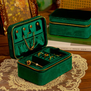 上品美創(chuàng  ) 毛絨布首飾盒精致手飾品戒指盒配飾耳環(huán)項鏈雙層絲絨首飾收納盒 翡翠綠