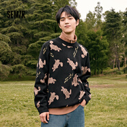 森馬（Semir）森馬針織衫男春時(shí)尚簡(jiǎn)約毛衫韓系簡(jiǎn)約休閑打底毛衣 C款-黑色 M