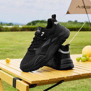 361°運動(dòng)鞋男春夏季厚底增高黑色通勤休閑跑步老爹鞋子男672426763F-4