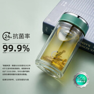 希諾（HEENOOR） 玻璃杯雙層高檔泡茶杯帶濾網(wǎng)小巧可愛小容量男女士車載便攜水杯 295毫升【升級抗菌版】綠色