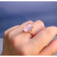 歌盼 粉晶戒指S925銀超大鴿子蛋天然芙蓉石戒子粉色寶石 款9