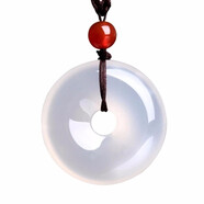 左傳珠寶 玉髓平安扣吊墜男女情侶款瑪瑙項墜平安扣玉墜時(shí)尚掛墜項鏈 白玉髓