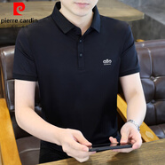 皮爾卡丹（pierre cardin）冰絲t恤男士短袖POLO衫2026新款夏季高端半袖上衣翻領提花體恤男 A851黑色 【贈】 M (80-100斤