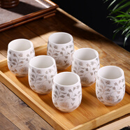 古笙記 6個(gè)裝 家用陶瓷茶杯景德鎮茶具單杯水杯茶碗日式品茗杯子主人杯 白金蘭藤茶杯(6個(gè)裝)