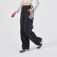 Fun2024新款潮牌街舞褲男女針織長(cháng)褲百搭休閑爵士舞褲訓練運動(dòng)褲 黑色女-秋冬厚款 S