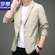 羅蒙（ROMON）新款休閑西服男韓版修身純色小西裝便西春秋薄款單西上衣外套 卡其色 M 170/92A