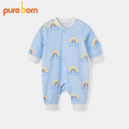 博睿恩（Pureborn）新生兒衣服可愛嬰兒爬服春秋季小清新寶寶連體衣純棉親膚 彩虹笑臉 73cm