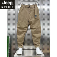 JEEP SPIRIT哈倫褲男春秋新款立體裁剪工裝褲潮流復古彎刀工藝百搭簡(jiǎn)約休閑褲 駝色 XL 【140-160斤】