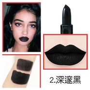 MISS ROSE 黑色口紅紫色口黑寧靜同款口紅暗黑系COS妝化妝師調色妝唇膏 2#深邃黑（新包裝）