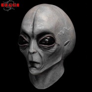 萬(wàn)圣節(jié)恐怖面具整蠱嚇人頭套發(fā)光男女cos無(wú)臉男笑臉裝扮成人臉乳 外星人【灰色短板】