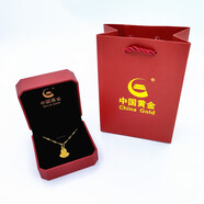 新款中國黃金首飾盒鉆戒盒金店珠寶店包裝盒戒指吊墜盒手鐲手鏈盒 中國黃金 八角項鏈盒+袋