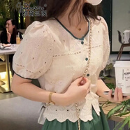 雅黛絲薇 連衣裙夏季女裝2022年新款韓版氣質(zhì)法式小香風(fēng)半身紗裙子夏天洋氣減齡小個(gè)子兩件套套裝裙 綠色扣上衣 S