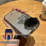 赫豹適用蘋果15promax手機殼潮牌iphone宇航員隱形鏡頭支架防摔電鍍漸變閃粉紙?zhí)杖塑洑?宇航員鏡頭隱形支架-電鍍銀+漸變黃閃粉紙 iPhone15