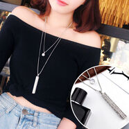 托托貼貼 毛衣掛件飾品高檔時(shí)尚 雙層毛衣鏈子女長(cháng)款SN0154 2020XL1708水鉆立柱