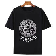 VERSACE JEANS范思哲t恤新款圓領短袖T恤美杜莎瓦薩琪寬松韓版國潮牌超火T恤衫 【黑色短袖】美杜莎帶字母 2XL 110-125斤