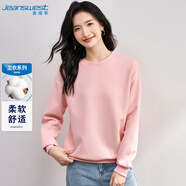 真維斯（JEANSWEST）圓領(lǐng)衛(wèi)衣女春夏2025小個子寬松簡約百搭長袖女裝上衣粉色XL