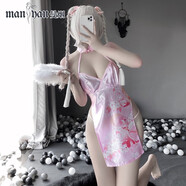 曼煙情趣內(nèi)衣女性感開襟免脫日系和服制服超短裙套裝夫妻刺激高檔用品 【花間狐-漸變粉】旗袍+T褲9408 均碼