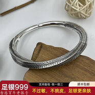 莫比烏斯銀手鐲開(kāi)口手工復(fù)古鐲子羽毛男士時(shí)尚純銀999個(gè)性實(shí)心 【足銀999】高工維京戰(zhàn)鐲-配鑒定證書(shū)+禮盒 【純手工定制】重約80克