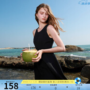 三彩2025春季新款圓領(lǐng)無(wú)袖A字裙連衣裙顯瘦收腰長(zhǎng)裙氣質(zhì)M 經(jīng)典黑 S 155/80A