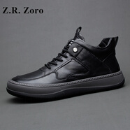 Z.R.Zoro奢侈品男鞋2025夏季新款復(fù)古百搭休閑鞋男透氣時(shí)尚板鞋厚底鞋子男 黑色四季款（現(xiàn)貨） 41
