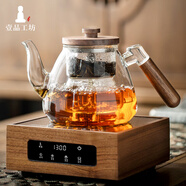 一品工坊耐高溫可明火玻璃茶壺大號(hào)燒水壺煮茶壺電陶爐泡茶壺玻璃茶具套裝 星悅壺升級(jí)版+實(shí)木電陶爐1100ml