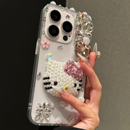 卡索倫適用于hellokitty滿鉆手機(jī)殼滿鉆凱蒂貓15手機(jī)殼iPhone15promax新款1413硅膠12保護(hù)套 透明奢華滿鉆凱蒂貓  15pro