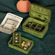 上品美創(chuàng  ) 毛絨布首飾盒精致手飾品戒指盒配飾耳環(huán)項鏈雙層絲絨首飾收納盒 牛油果色