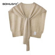 SOMUBAY 高端針織披肩女外搭夏季辦公室空調(diào)網(wǎng)紅韓國(guó)護(hù)頸椎領(lǐng)子搭肩薄款 WJ-419椰子杏 110*53CM
