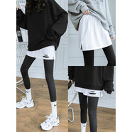 王熙麥打底裙神器屁簾子下擺內搭白邊疊穿半身裙女百搭小短裙 白色-破洞 均碼（建議80-150斤）