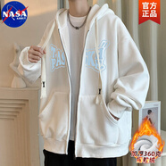 NASA ABOUT官方潮牌聯(lián)名潮牌衛衣男早秋季寬松學(xué)生連帽拉鏈開(kāi)衫情侶外套 N324D003F40白色 加絨 3XL