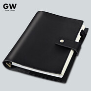 George Willsons 真皮筆記本子頭層牛皮革本軟皮皮面本a5活頁(yè)本可拆卸高檔商務(wù)工作記事本 A5活頁(yè)搭扣真皮-黑色