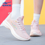 鴻星爾克（ERKE）女鞋運(yùn)動(dòng)鞋女跑鞋減震輕便網(wǎng)面透氣回彈戶外休閑女士慢跑步鞋子R 山藥灰/果凍橙 36