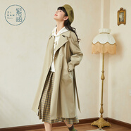 紫涵（ZIHAN）雙排扣中長款風(fēng)衣女H型簡約通勤氣質(zhì)大衣金屬扣 卡其綠-5 L