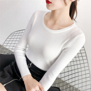 蜜丹麗冬季女緊身毛衣加厚毛線衣2022秋冬新款百搭修身短款內搭女長袖洋 白色 均碼 高彈力 70-130斤