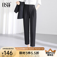 歐莎（OSA）高腰窄版OL職業(yè)垂感煙管西裝褲女通勤顯瘦直筒休閑褲子2025秋新款 黑色A XL