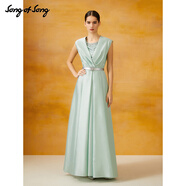 Song of Song歌中歌夏季翡翠綠典雅釘珠高腰禮服裙 翡翠綠 M 38