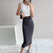 梵詩(shī)哲歐美莫代爾半身裙女包臀裙子薄款辣妹高腰一步裙緊身彈力長(cháng)裙性感 灰色-性感/包臀/源頭工廠(chǎng) xl