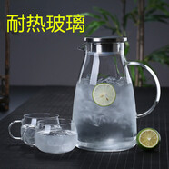 青蘋(píng)果耐熱防爆玻璃泡茶壺香亞壺玻璃涼水壺耐高溫白開(kāi)水杯套裝果汁扎壺 1.2L 香亞壺+4個(gè)圓趣杯+竹茶盤(pán)