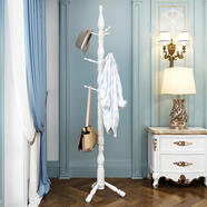 鑫友利 鑫友利中式全實(shí)木衣架落地臥室掛衣架家用衣服架子辦公室 白色