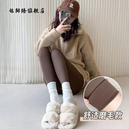 佐緋絡(luò)羊羔絨鯊魚(yú)褲子外穿秋冬加厚加絨高腰打底褲女保暖顯瑜伽芭比 咖色薄絨飛行鯊魚(yú)褲 M碼:80斤-105斤