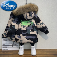 迪士尼（Disney）男童棉衣2025新款洋氣寶寶冬裝加絨派克服兒童加厚冬季棉襖外套潮 灰色迷彩(加絨加厚棉) 120 (建議身高113/123)