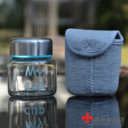 暢印 韓版迷你水杯女可愛(ài)小巧玻璃杯學(xué)生便攜水瓶配杯套小清新隨手杯 MY CUP 藍色 150毫升（帶杯套）