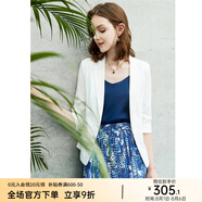 顏域簡約半袖西裝外套女夏裝新款通勤顯瘦氣質(zhì)職業(yè)短款西服 白色1 S/36